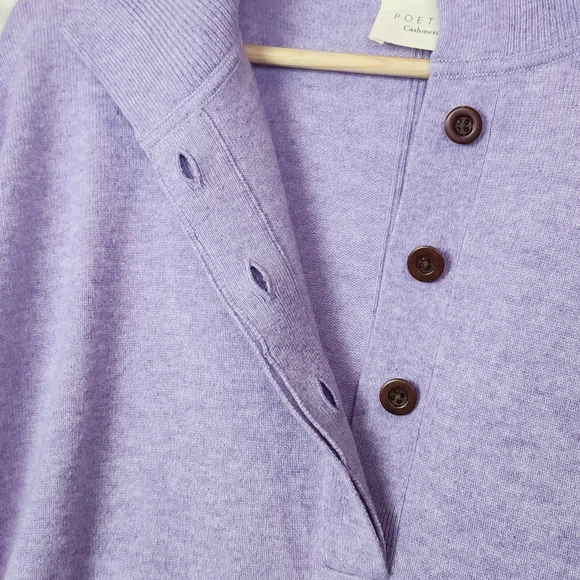 Poetry 100% Cashmere Purple Lavender Collared Sweater Women's Size UK 18 US 14 - Picture 9 of 11